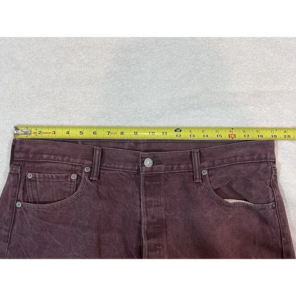 Levis 501 Jeans Men 38x32 Burgundy Wash Button Fly Straight‎ Leg Blank Tab